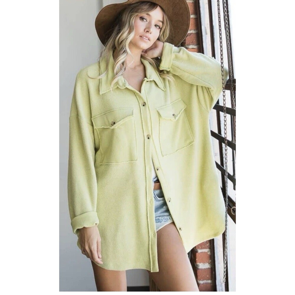 Bucketlist Lime Green Oversized Shirt Size Large NWT